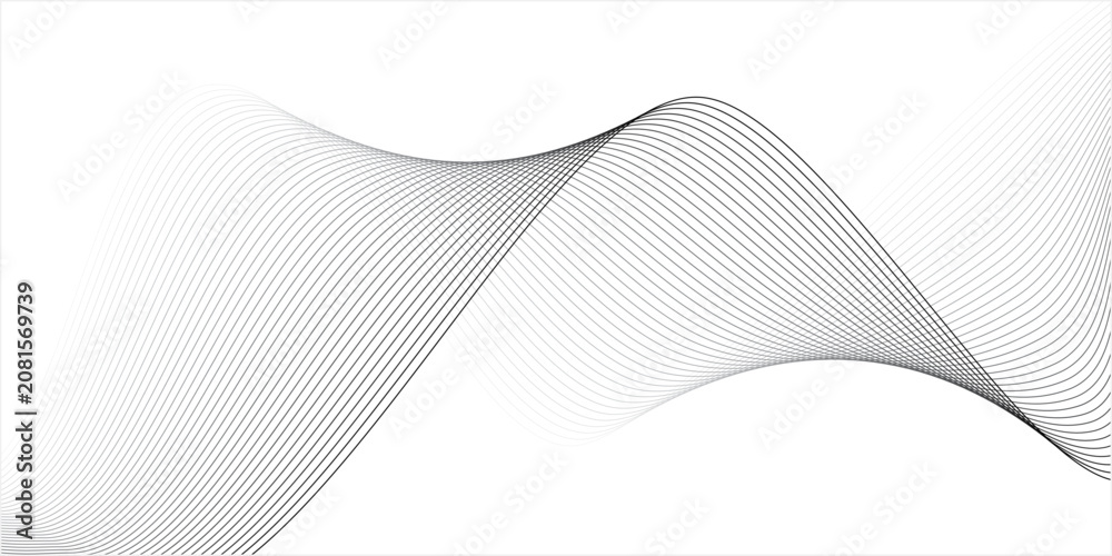 Fototapeta premium Abstract flowing lines create a dynamic wave pattern on a white background, evoking a sense of movement and digital flow.