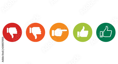 Schilderij op canvas Social media icons, thumbs down, thumbs up, like dislike buttons, vector set
