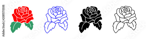 Rose Icon Set Multiple Style