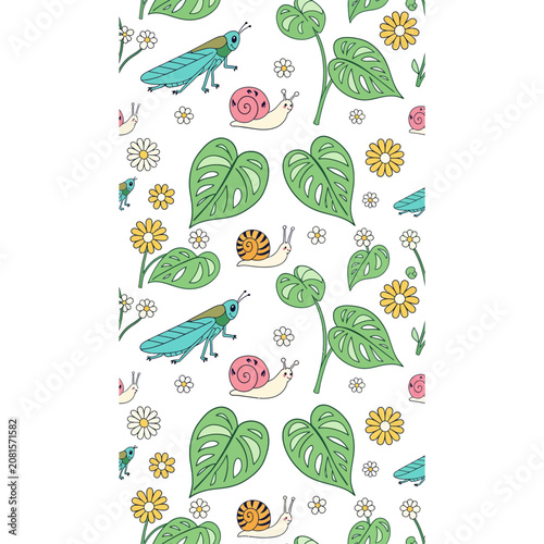 Cute Insects and Plants Pattern