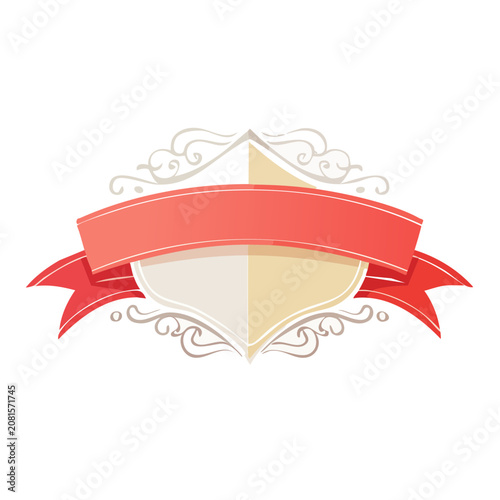 Decorative Shield and Ribbon Emblem