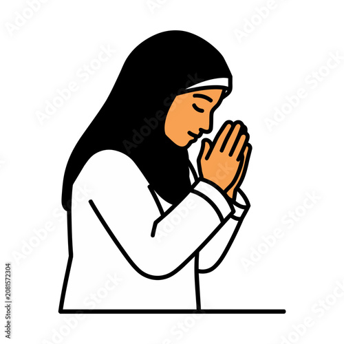 Woman in hijab praying