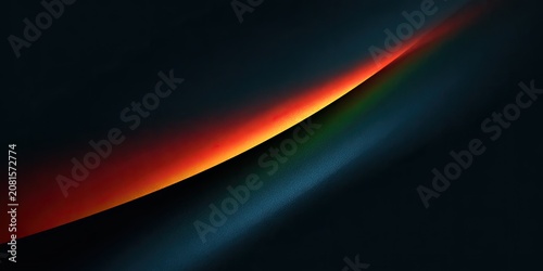 Dark background with a sweeping arc of vibrant light and subtle rainbow colors