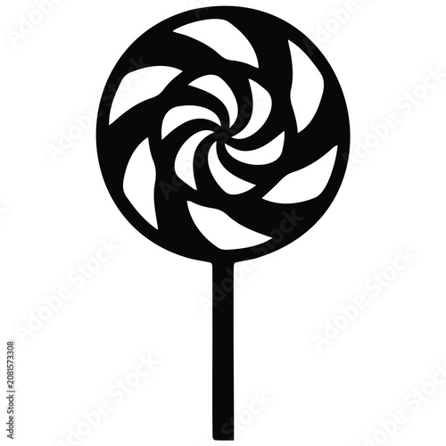 Vector silhouette of swirl lollipop illustration isolated on white background, icon, graphic.