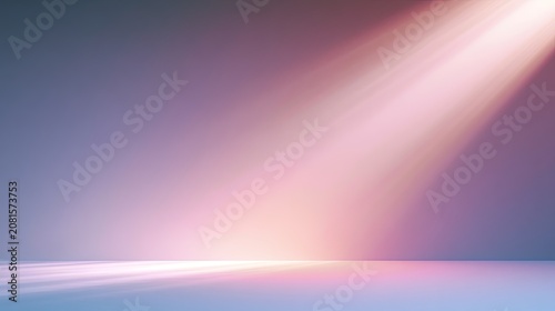 Soft, ethereal light beam illuminates a subtle, gradient stage with pastel hues