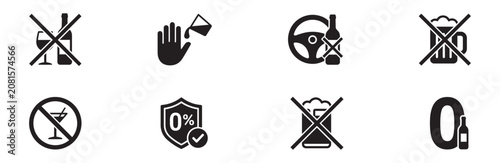 Foto No alcohol icon set