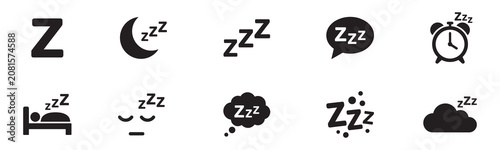 Obraz na plátně Sleep and zzz dream icon set
