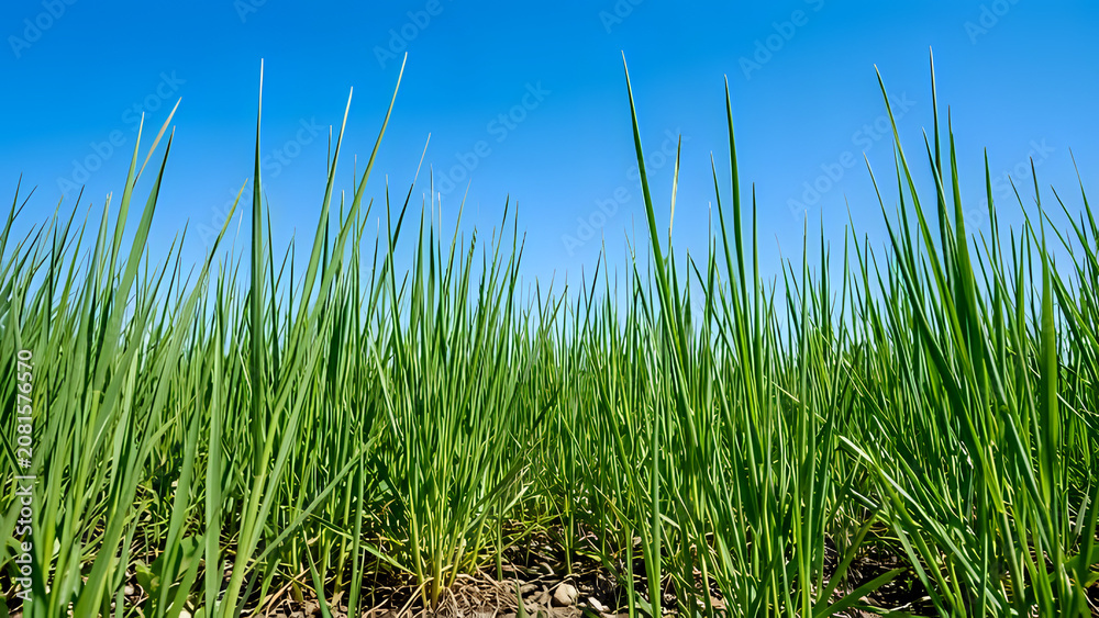 Obraz premium green grass and blue sky