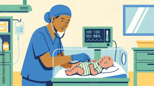 Neonatal Nurse Checking Baby's Vital Signs