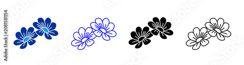 Flower Icon Set Multiple Style
