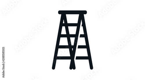 Minimalist black stepladder icon featuring a simple flat design with clean lines for professional projects
