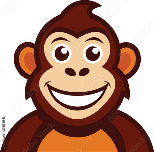 Photography Cute cartoon monkey face smiling isolated on transparent background, Vector