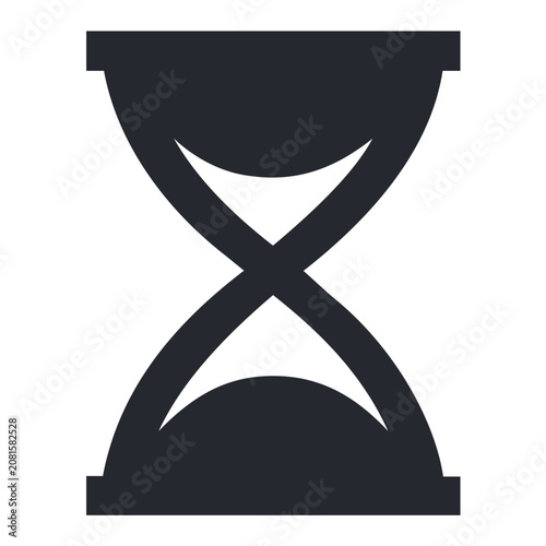 Bold hourglass vector icon illustration in minimalist black silhouette, showing flowing sand and countdown time, perfect for celebration schedules, planning, deadlines, timers and waiting concepts