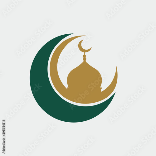 Mosque Dome with Crescent Moon Logo