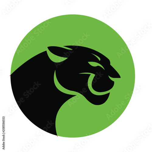 Black Panther Head in Green Circle Logo