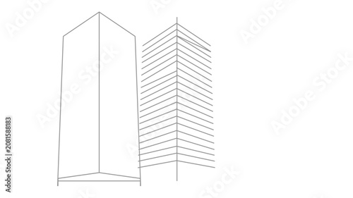 Slim high rise apartment tower vector icon in minimalist line style, clean architectural illustration for real estate development, urban planning, property investment, web apps, and maps