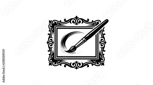 Bild auf Leinwand Black and white paintbrush icon.