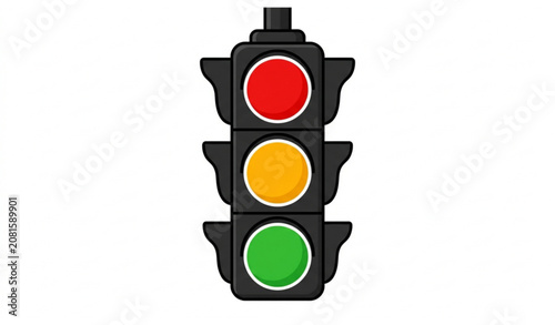 Quadro su tela Modern Traffic Signal Vector Illustration with Red Yellow Green Lights Flat Clip