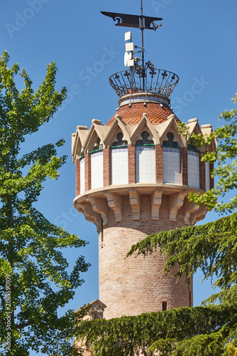 Modernism tower building. Pere Mata institute. Reus, Tarragona. Catalonia, Spain