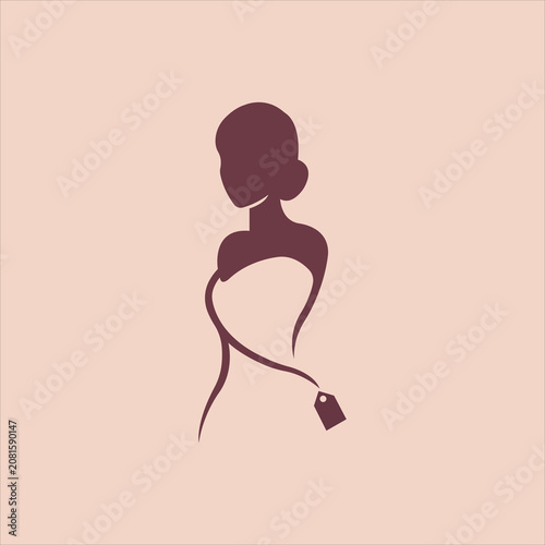 Woman Dress Silhouette with Price Tag Logo