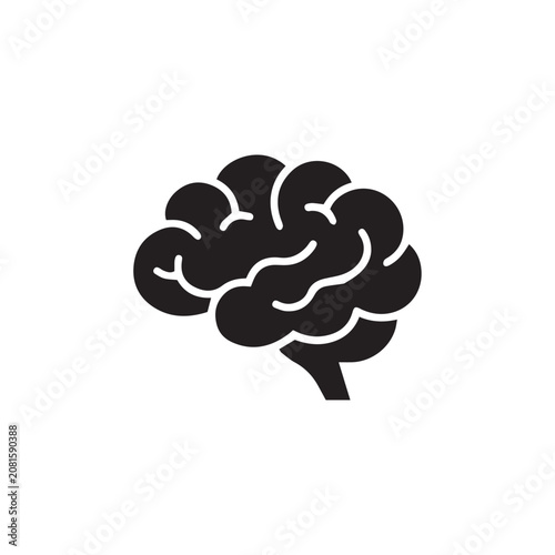 Brain Icon Black and White Vector Illustration