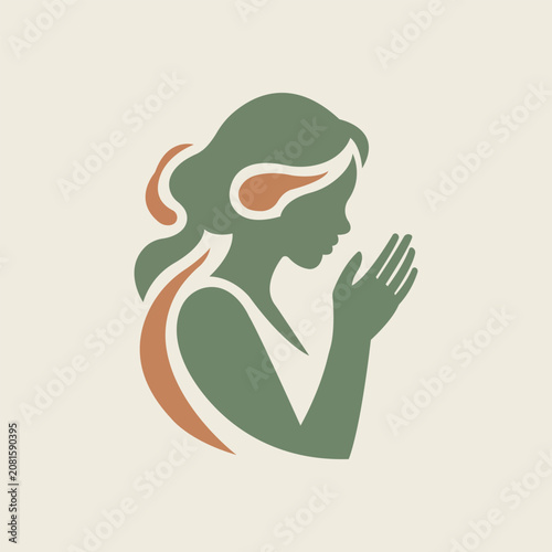 Praying or Meditating Woman Silhouette Logo