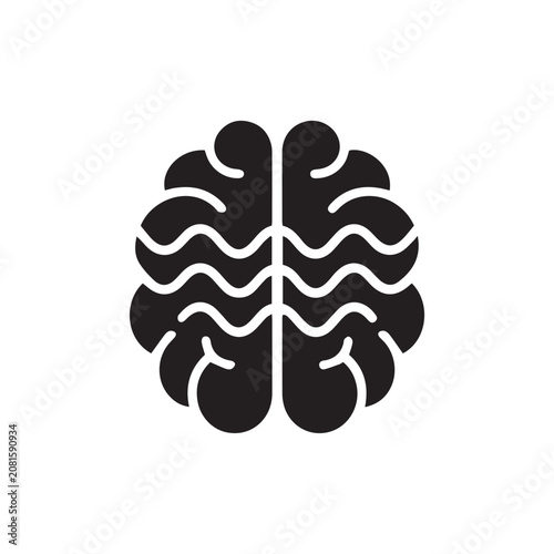 Brain Icon Black and White Vector Illustration