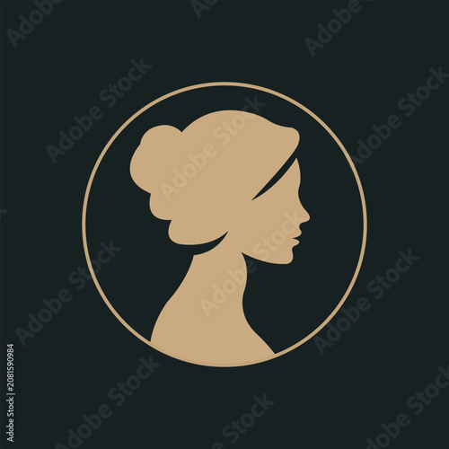 Elegant Woman Profile in Circle Logo