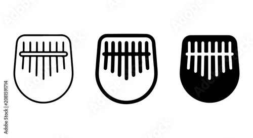 Foto Kalimba Thumb Piano Icons, African Music Instrument Vector Set, Simple Line Art