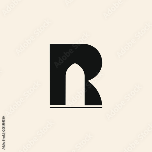 Letter R with Arch Doorway Logo