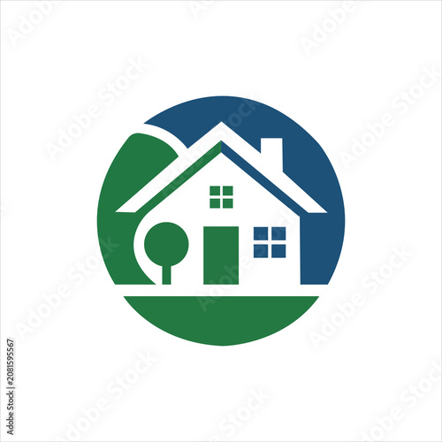 Circular Real Estate House with Tree Logo