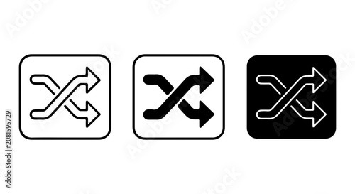 Shuffle Arrows Icons, Randomize Button Symbols, Music Player Controls, Vector Graphics