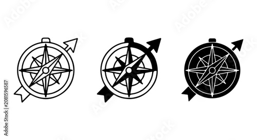 Bild auf Leinwand Compass Icons Set, Navigation Tools, Directional Symbols, Vector Graphics for Ex