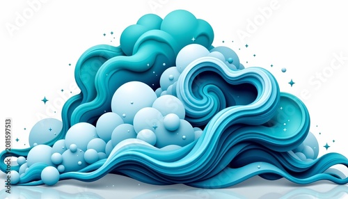 Abstract Cloudscape Teal and Aqua for Technology Themes