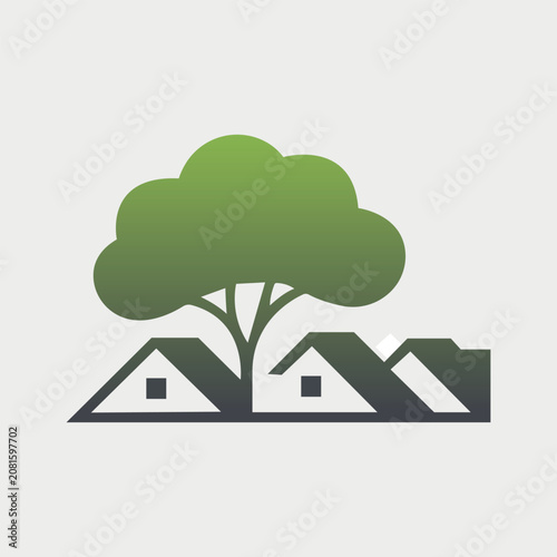 Neighborhood Houses under Green Tree Logo