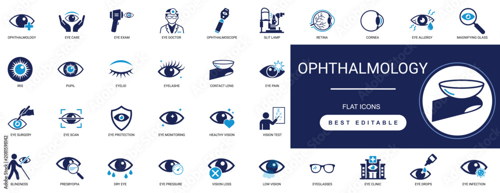 Cuadro en lienzo ophthalmology solid icon set