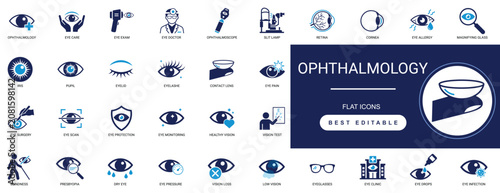 Cuadro en lienzo ophthalmology solid icon set