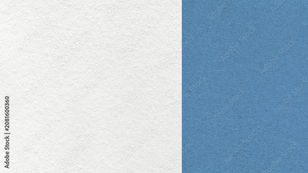Fototapeta premium White paper texture two color background with muted blue vertical split and copy space for template, banner, presentation