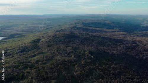 Southern Urals in spring: Irendyk ridge and Talkas Lake at sunset.