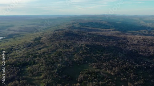Southern Urals in spring: Irendyk ridge and Talkas Lake at sunset.