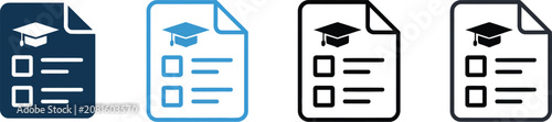 Quadro su tela Curriculum icons in multiple styles featuring education, learning, syllabus, lesson planning, and academic document symbols for interface design