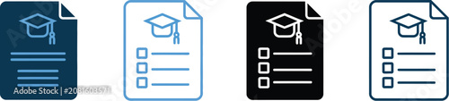 Bilde på lerret Curriculum icons in multiple styles featuring education, learning, syllabus, lesson planning, and academic document symbols for interface design