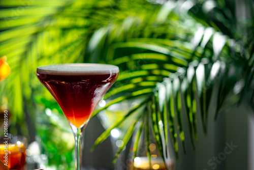 Bild auf Leinwand Carajillo alcoholic cocktail drink wide shot with artistic shadows