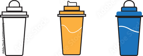 Plastic protein shaker bottles for fitness and sports nutrition supplement consumption
