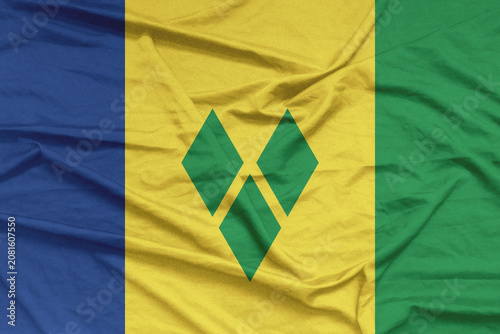 Saint Vincent and the Grenadines Flag Air Waves Close Up