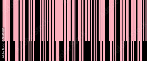 Abstract black and pink staggered barcode pattern. eps 10