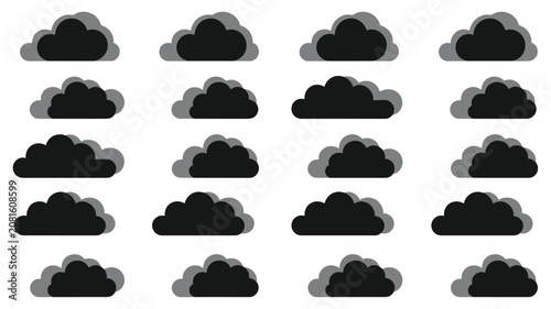 Fotografie Dark Clouds Collection: A graphic collection of stylized dark clouds with subtle gray shadows, representing various weather conditions or abstract concepts