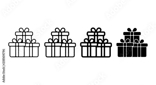 Foto Gift Box Icons, Present Vector Set, Celebration Surprise Symbols, Holiday Packag