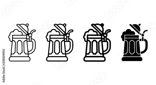 Tableau sur toile Beer Mug Icons Set, Frothy Beverage Glass Vector Graphics, Oktoberfest Drink Sym