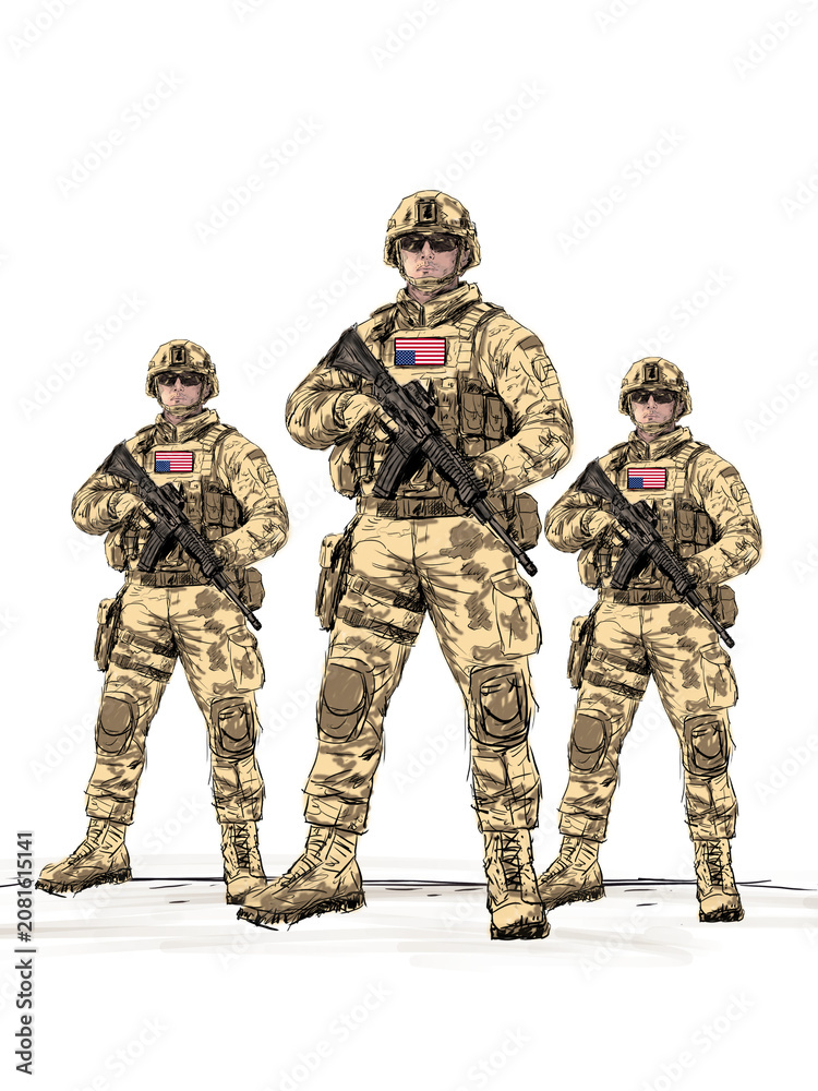 Fototapeta premium USA MILITARY TROOPS PNG, USA MILITARY FORCE PNG, ARMED FORCE